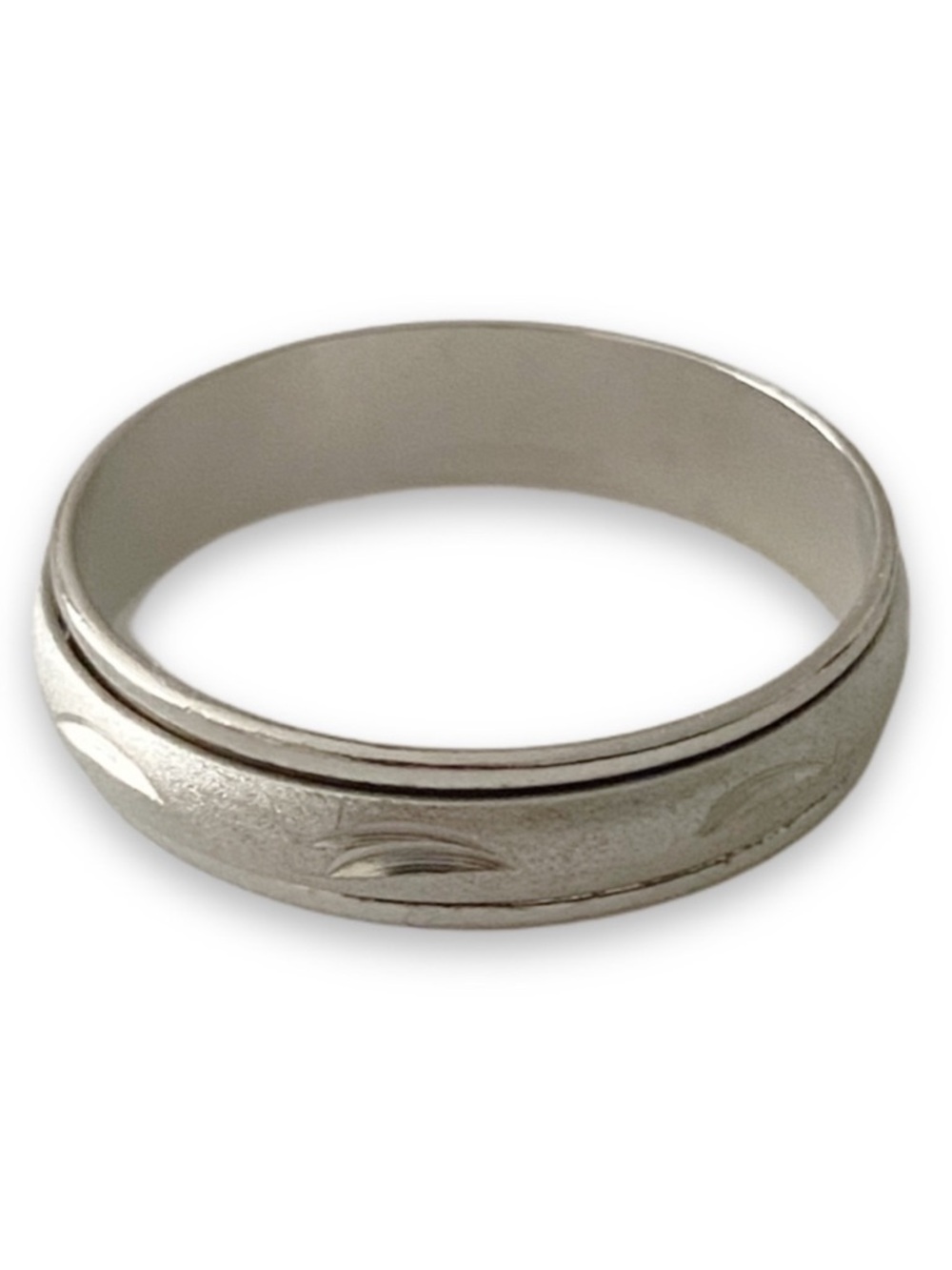 Silver Diamond Cut Spinner Size 10 Unisex Fidget Ring Band